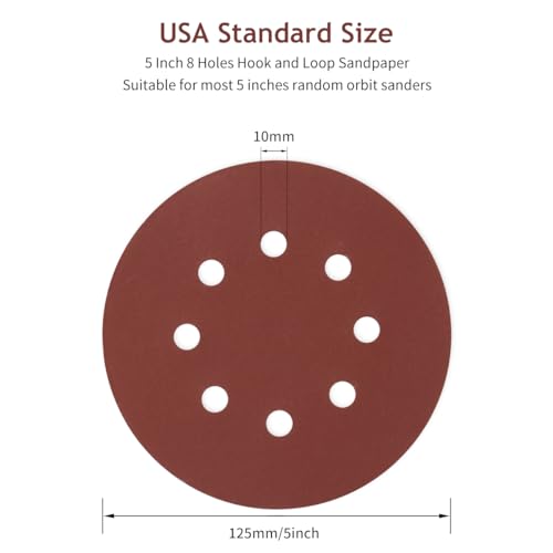 50 PCS 5 Inch 8 Hole Hook and Loop Sanding Discs 320 Grit - style: 320 Grit,50-Pack