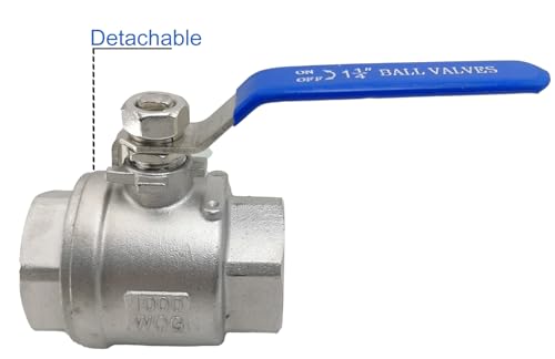 1-1/4" NPT Full Port Heavy Duty Ball Valve Stainless Steel 304 For Water,Oil and Gas with Blue Handles(1000WOG) - size: 1-1/4"NPT, style: pack of 1