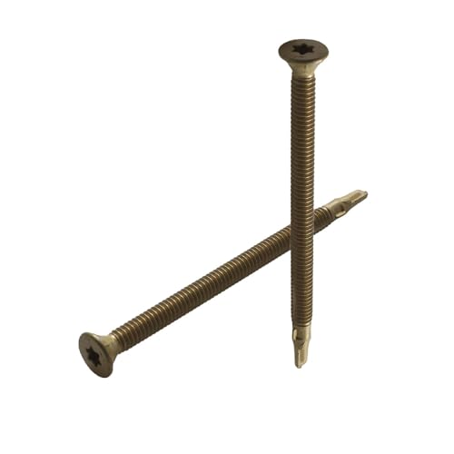 #14 x 4 Reamer Head Self-Drilling Wood to Metal Screws (25 Pcs) Tek Torx/Star T-30 Torx Screw Head Tek Screws for Flatbeds, Trailers, or Where Fastening Wood to Steel