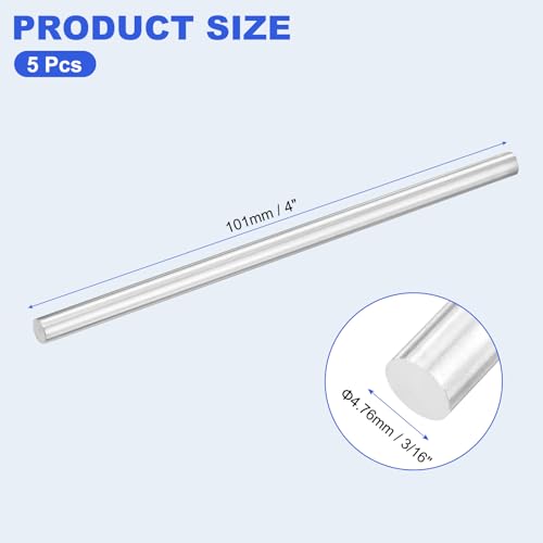 uxcell 5pcs 304 Stainless Steel Round Rods, 3/16" Dia x 4" Length Stainless Steel Metal Solid Shaft Rod Bar for Industry Use Metal Working Hobbies DIY Craft, Silver - size: 3/16" Dia x 4" Length