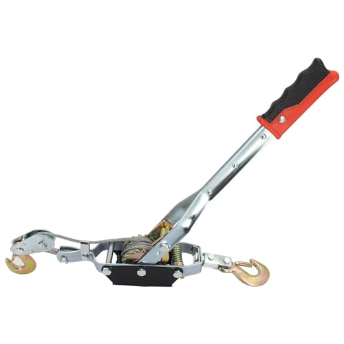 4 Ton/8800lbs Come Along Winch, Dual Gear Power Puller, Heavy Duty Hand Puller with 2 Hooks Steel Cable & Anti Skid Handle,Automotive Hoist Winch Puller for Moving Boats,Construction,Transport - size: 4T/8800LBS