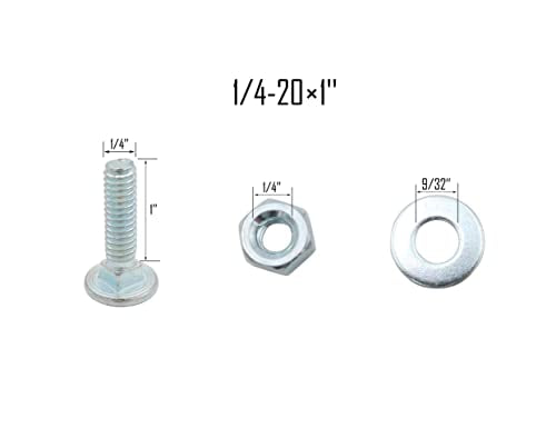 LBY 15 Sets Carriage Bolts Screws Assortment Kit, 1/4-20 x 1'' Round Head Square Neck Bolts (with Hex Nuts and Flat Washers), Carbon Steel (Zinc Plated), Silvery - size: 1/4-20 x 1"