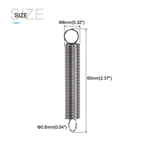 METALLIXITY Extension Spring (0.8x8x60mm/0.04"x0.32"x2.37") 5Pcs - size: 0.04"x0.32"x2.37"