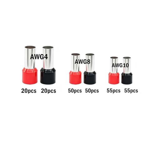 250 PCS Insulated Copper Wire Ferrules Terminal Kit, AWG4/AWG8/AWG10-12 Ferrule Connector Terminals for Home appliances, PLC Control cabinets, new Energy, Electronic, and Communication Equipment