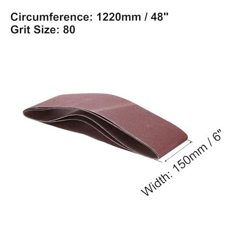 HARFINGTON 3pcs 80 Grits Aluminum Oxide Sanding Belts 6" x 48" Ring Abrasive Belts Metal Polished Sandpaper for Belt and Disc Sander - size: 80 Grits