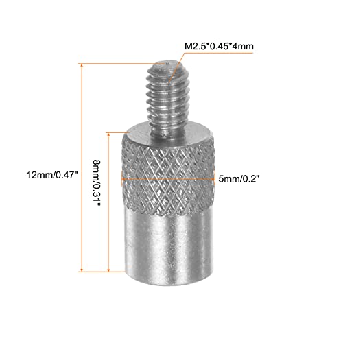 HARFINGTON 3pcs Flat Contact Points 5mm Dia 8mm Length M2.5 Thread 303 Stainless Steel for Dial Digital Indicator Depth Gauge Thickness Gauge - size: 5mmx8mm