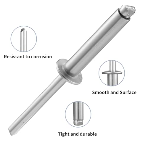 80pcs 1/4" x1/2" Aluminum Blind Rivets, 6.3 x 12mm Pop Rivets,Rivets for Metal,Silver - color: Aluminum, size: 1/4" x 1/2"