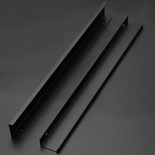 Ravinte 1 Pack Finger Pulls for Cabinets 400mm/15.75" Length Black Pulls - size: 400mm/15.75" Overall Length