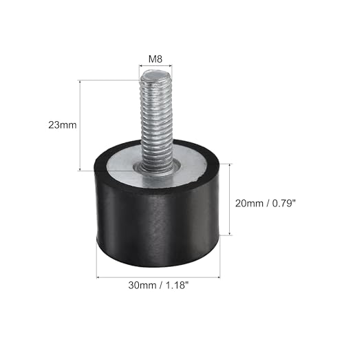 uxcell M8 Rubber Mounts, 4pcs Male Thread Vibration Isolator Shock Absorber, for Garage Motor Air Compressor Car Boat Bobbins, D30mmxH20mm - size: M8xD30mmxH20mm