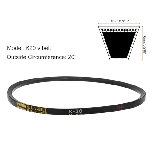 uxcell 2pcs K20 Rubber V Belt, K Section V-Belt 20" Outside Circumference x 0.315" Width x 0.236" Thick, Industrial Power Transmission Belt - size: K20