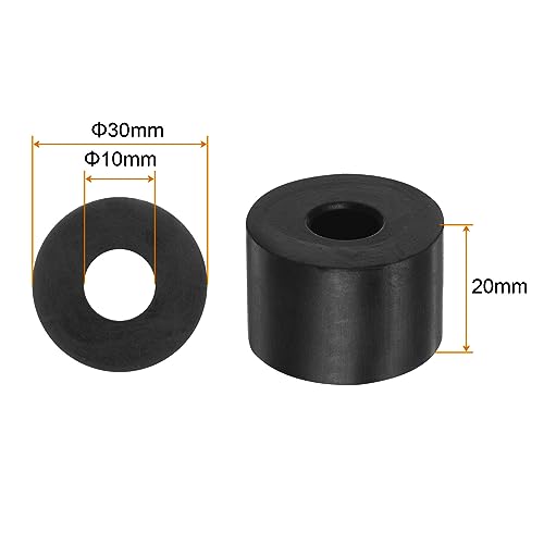 HARFINGTON 8pcs Rubber Spacer 1.2 Inch OD 0.4 Inch ID 0.8 Inch Thick Neoprene Round Anti Vibration Isolation Pads Isolator Rubber Washers Bushings for Home Cars Boat Accessories, Black - size: 10mm x 30mm x 20mm