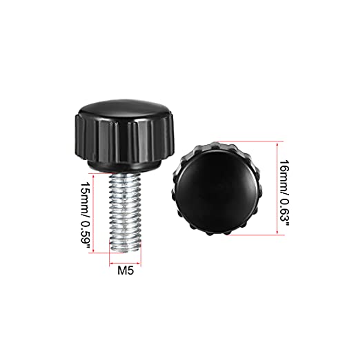 uxcell M5 x 15mm Metric Male Thread Knurled Clamping Knobs Grip Thumb Screw on Type Hand Clamping Handle Bolt with Plastic Knobs Black 8 Pcs - size: M5 x 15