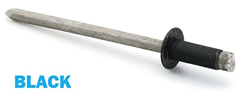 Colored Pop Rivets 1/8 Diameter #4 304 Stainless Steel Painted Blind Rivets 4-3, 1/8" x 3/16" Grip (100, Black) - color: Black