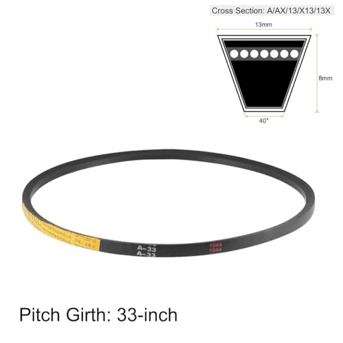 uxcell A33 Drive V-Belts 33" Pitch Length 13mm Width 8mm Thick JIS Standard A-Section Rubber Drive Transmission Belt 2pcs - size: 33"