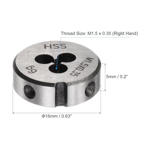 uxcell Round Threading Dies, Metric M1.5 x 0.35 Thread (Right Hand), High Speed Steel (HSS) Screw Cutting Die Repair Tool - size: M1.5 x 0.35