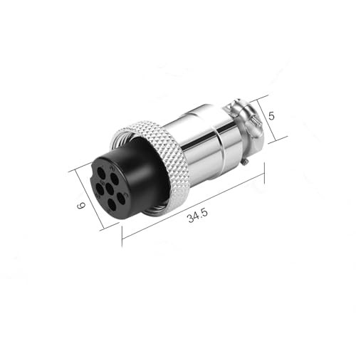 16.4Ft GX12 6Pin Female to Female Aviation Connector Cable,Metal Circular Adapter PVC Cable Connector 5A/125V,12mm for Electrical and Electronic Connections AWG24 Cable 5M - size: 6Pin