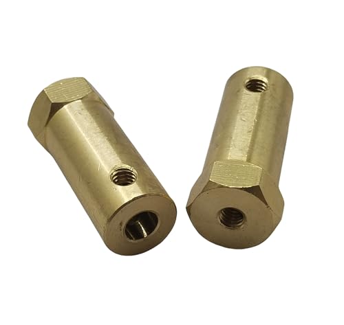 5Pcs 5mm Bore Brass Couplers, Hexagon Motor Shaft Coupling Flexible Connector with Screws and Wrench for Robotics and R/C Car Wheels Tires Shaft Motor - size: 5mm