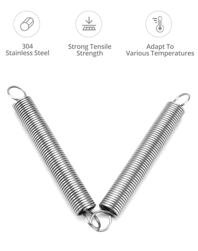 QWORK Stainless Steel Extension Springs 6" Length 5 Pcs, 2mm Wire Small Dual Hook Tension Spring– Strong Tension for Tools, Gates & Machines