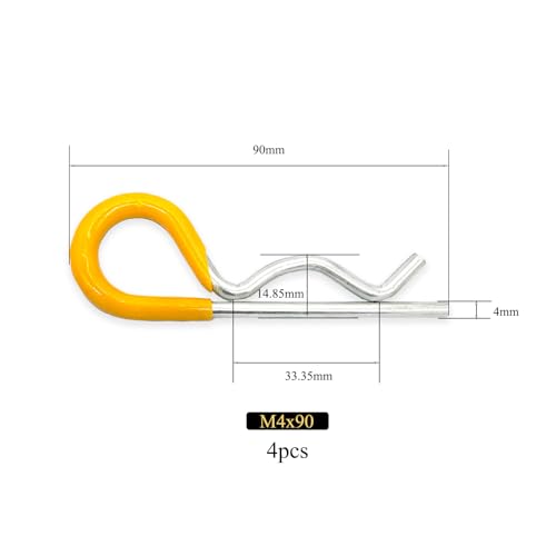 Heavy Duty 4Pcs Hitch Pin Clips - Spring Retaining Wires, M4x90mm - size: Rubber-Coated M4x90mm-4P