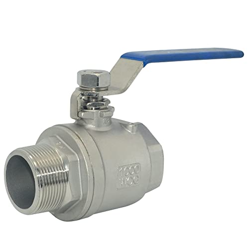 1Pcs 1-1/2 Inches Ball Valve - Full Port Heavy Duty Male NPT (MNPT) X Female NPT (FNPT) Thread with Long Handle Switch,Stainless Steel 304 for Water, Oil, and Gas,1000WOG - size: 1-1/2''