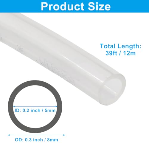 39ft 8mm OD x 5mm ID Pneumatic Tubing Pipe, (Transparent) - color: Transparent, size: 8mm OD x 5mm ID