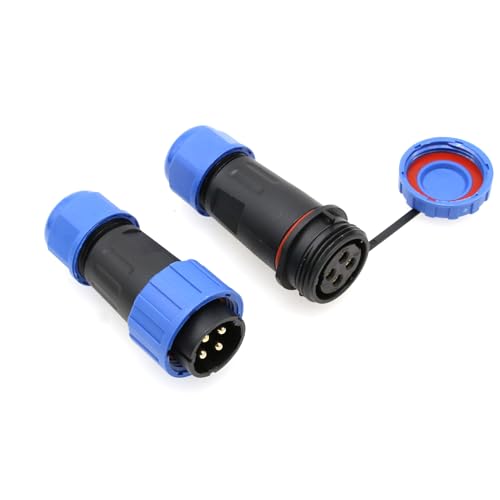 TY20 4 Pin 25A Electrical Waterproof Connector, Male Female Cable Plug Socket, Screw Terminal Wiring, Quick-Disconnect for Power Outdoor Device - color: In-line Mount, size: 4 Pin 25A