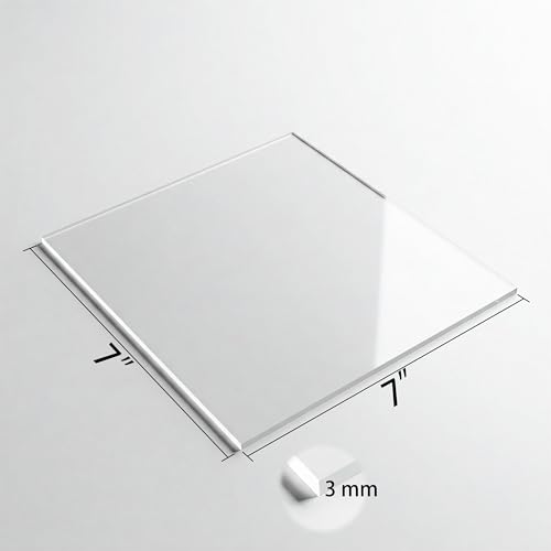 5 Pack 7"x7" Plexiglass Panels 3mm (1/8") Thick Transparent Acrylic Sheets with Protective Film for Picture Frame Art Design, DIY Craft, Signage, Display, and Home Projects (5, 7"x7" 3mm) - size: 7"x7" 3mm