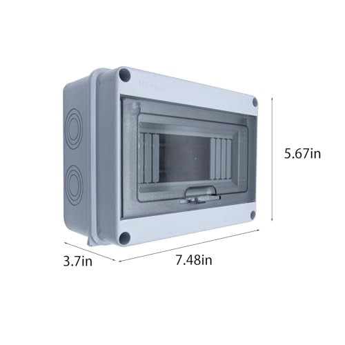 Distribution Protection Box IP65 Waterproof, 8 Way Circuit Breaker Box with Din Rail, ABS Plastic Transparent Cover Electrical Breaker Box Enclosure for Indoor Outdoor Wall Mount - color: HT-8