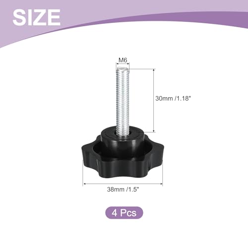 uxcell 4Pcs M6 x 30mm Star Knobs Plastic Hex Shaped Clamping Knob - size: M6 x 30mm