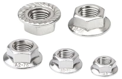 Serrated Flange Nuts, 304 Stainless Steel 18-8, Hex Lock Nuts for Industrial & Home Use (3/8-24,Silver,10) - size: 3/8-24