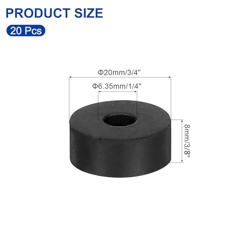 uxcell 20Pcs 3/4" OD x 1/4" ID x 3/8" Thick Round Rubber Washers Flat Rubber Spacer Bushing for Home Appliances Cars Boat Accessories - size: 3/4" OD x 1/4" ID x 3/8" Thickness