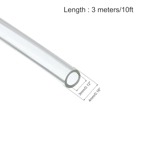 uxcell Clear PVC Tube Wire Harness Tubing, 1/8-inch(3mm) ID 10ft Sleeve for Wire Sheathing Wire Protection - color: Clear, size: 3mm
