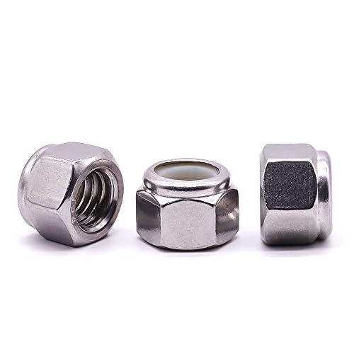 1/2"-13 Nylon Insert Hex Lock Nuts, Allen Hex Drive, 304 Stainless Steel 18-8, Full Thread, Coarse Thread UNC, Pack of 10 - size: 1/2"-13