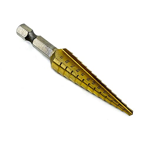 Benchmark Abrasives High-Speed Steel Step Drill Cone Bits for Hole Drilling in Metal, Wood, Plastic, Multi-Size Hole Cone Stepped Bit for Sheets of Metal, Aluminum, Copper - (1/8" - 1/2") - size: 1/8" - 1/2"