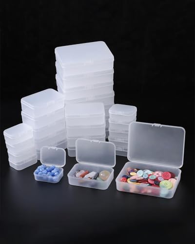 LJY 28 Plastic Boxes, 3 Sizes for Buttons - color: Frosted