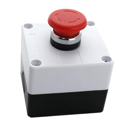 Push Button Switch Emergency Stop Button 10 Pack Stay-Put (Red Mushroom) - Includes Switch Box 22mm - RV Accessories Push Start 1NO/1NC ABS Material - size: 10 Pack, style: 1 Push Buttom