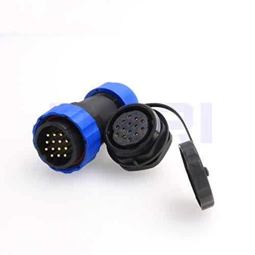 HE29 14 pin 28mm 10A Male Plug Female Chassis Socket Waterproof Circular Aviation Connector IP68 Industrial Threaded Plastic Connector (14 pin) - size: 14 pin