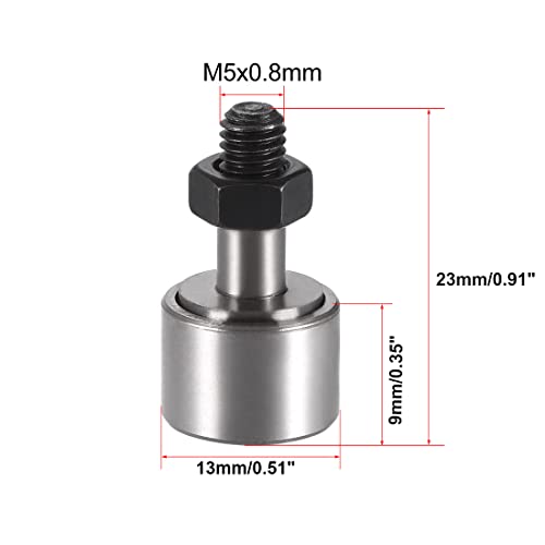 Cam Follower Track Runner Bearings, CF5/KR13 Needle Roller Bearing 13mm Roller Diameter Stud Type Track Cam Followers for Machine Tool Guide Rail and 3D Printers 4pcs - size: CF5/(KR13)
