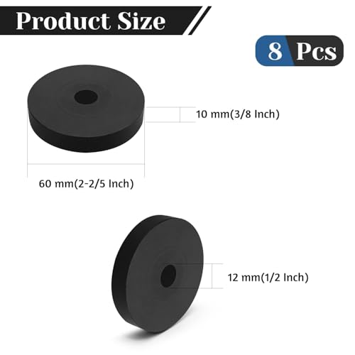 8 PCS Multi Purpose Rubber Spacer, 2-2/5" OD x 1/2" ID x 3/8" Thickness - size: 2-2/5" OD x 1/2" ID x 3/8" Thickness