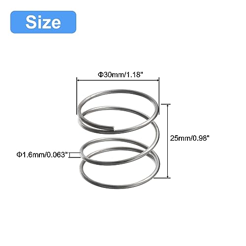uxcell 5Pcs Compression Spring 304 Stainless Steel 30mmOD,1.6mmWD,25mmFL - size: 1.6mmx30mmx25mm