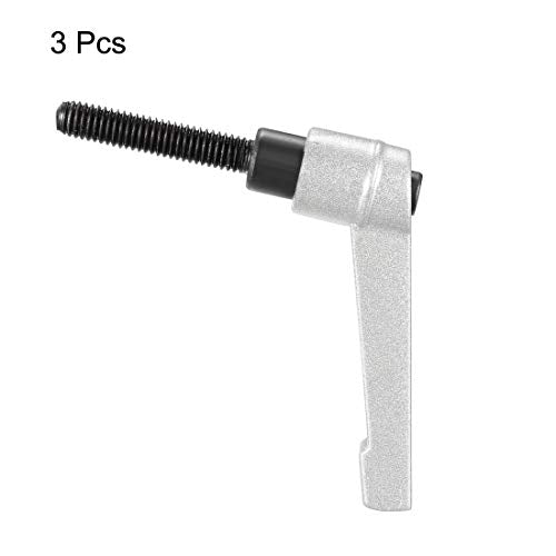 uxcell M6 x 30mm Handle Adjustable Clamping Lever Thread Push Button Ratchet Male Threaded Stud Knobs Quick Release Screw Handles Bolts with Locking Lever Silver Tone 3pcs - color: Silver Tone, size: M6 x 30mm