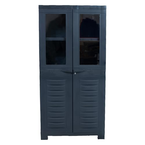 Sunnydaze 48" Garage Storage Cabinet with Locking Doors & Shelves, Charcoal - style: 2-Window - 48.75" H