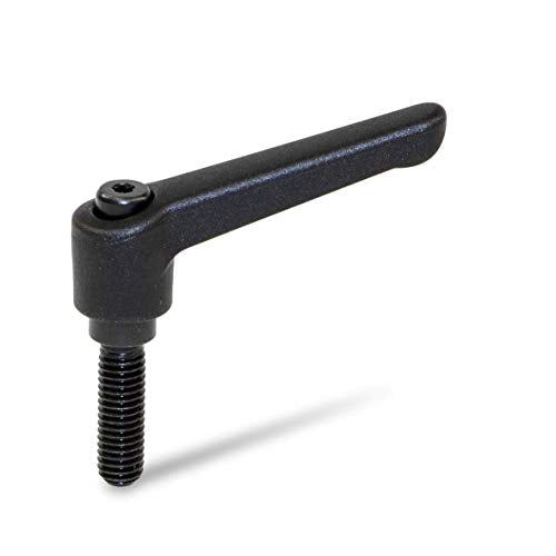 Nylon Adjustable Handle, Threaded Stud, 3-39/64" Length, 2-35/64" Height, 3/8"-16 TPI Thread, 1-9/16" Thread Length (Pack of 2) - size: 3/8X16-40