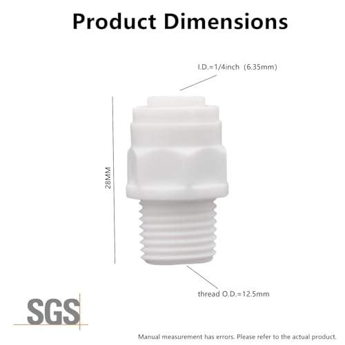 20 PCS 1/4" Male x 1/4" OD Push to Connect Fitting, Quick Release Water Filter Connector for RO System, Refrigerator, Drink Dispenser(Straight) - style: 1/4" Male x 1/4" od straight connect (20)