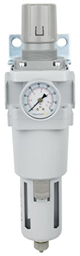 PneumaticPlus SAW600-N10BG Compressed Air Filter Regulator Piggyback Combo 1" NPT - Poly Bowl, Manual Drain, Bracket, Gauge - size: 1" NPT, style: Poly Bowl - Manual Drain