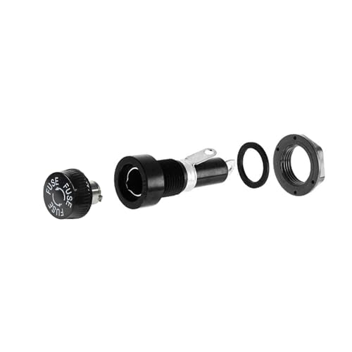 HQRP 2-Pack Screw Cap Panel Mount Fuse Holder for 6x30mm Fuses 30A 250V AC, R3-14A2 BK/HKP-R, UL Listed