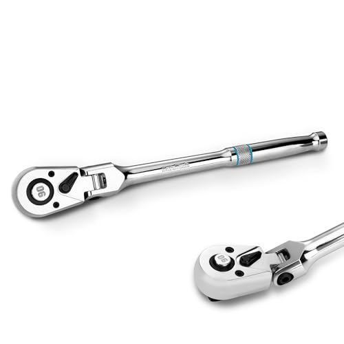 DURATECH 1/2-Inch Flex-Head Ratchet, 90-Tooth Quick-Release Ratchet Wrench - size: 1/2"(Polished)