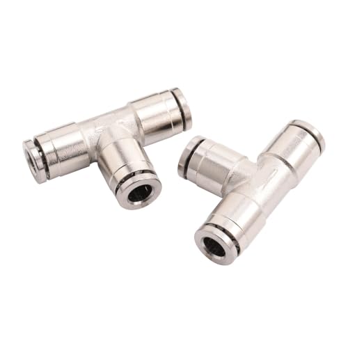 5PCS 3 Way Tee Shaped 1/4" Tube OD Union Tee Push to Connect Fitting - size: 1/4” OD