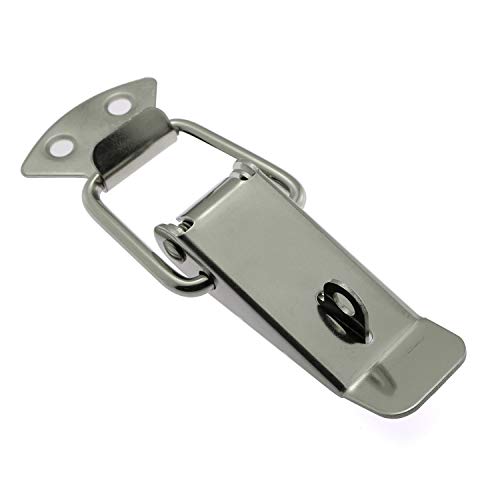Tegg 2-Pack Spring Loaded Latch Catch Toggle Stainless Steel Safety Security Hardware Fitting Duckbill Tensionlock Hasp for Cabinet Boxes Suitcase 88mm - size: 88mm