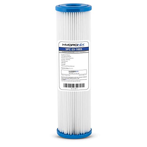 Hydronix SPC-25-1005 Universal Whole House Sediment Pleated Water Filter, Washable and Reusable, 2.5" x 10" - 5 Micron
